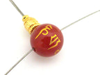 1 Guru Bead set - Large 14 mm size Tibetan om mantra etched red agate Guru bead and gold color plated om mantra cone bead - GB011