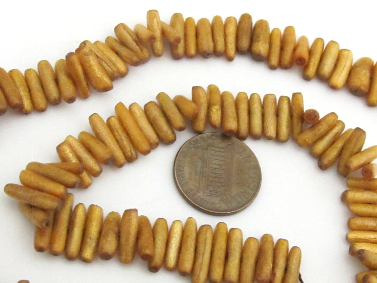 1 Full Strand 16 inches - Gold branch coral ladder style sticks 10 - 11 mm - GM333