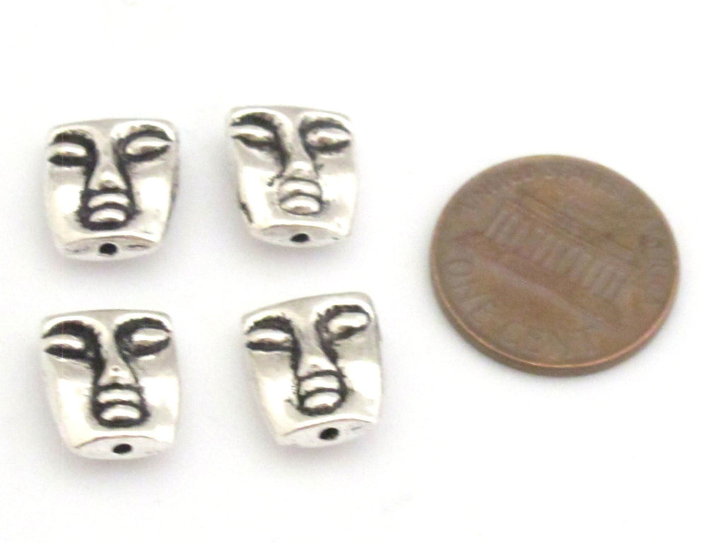 Tribal design metal beads dual sided - 4 bead set - 12 mm - BD667