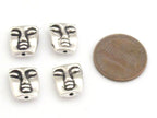 Tribal design metal beads dual sided - 4 bead set - 12 mm - BD667