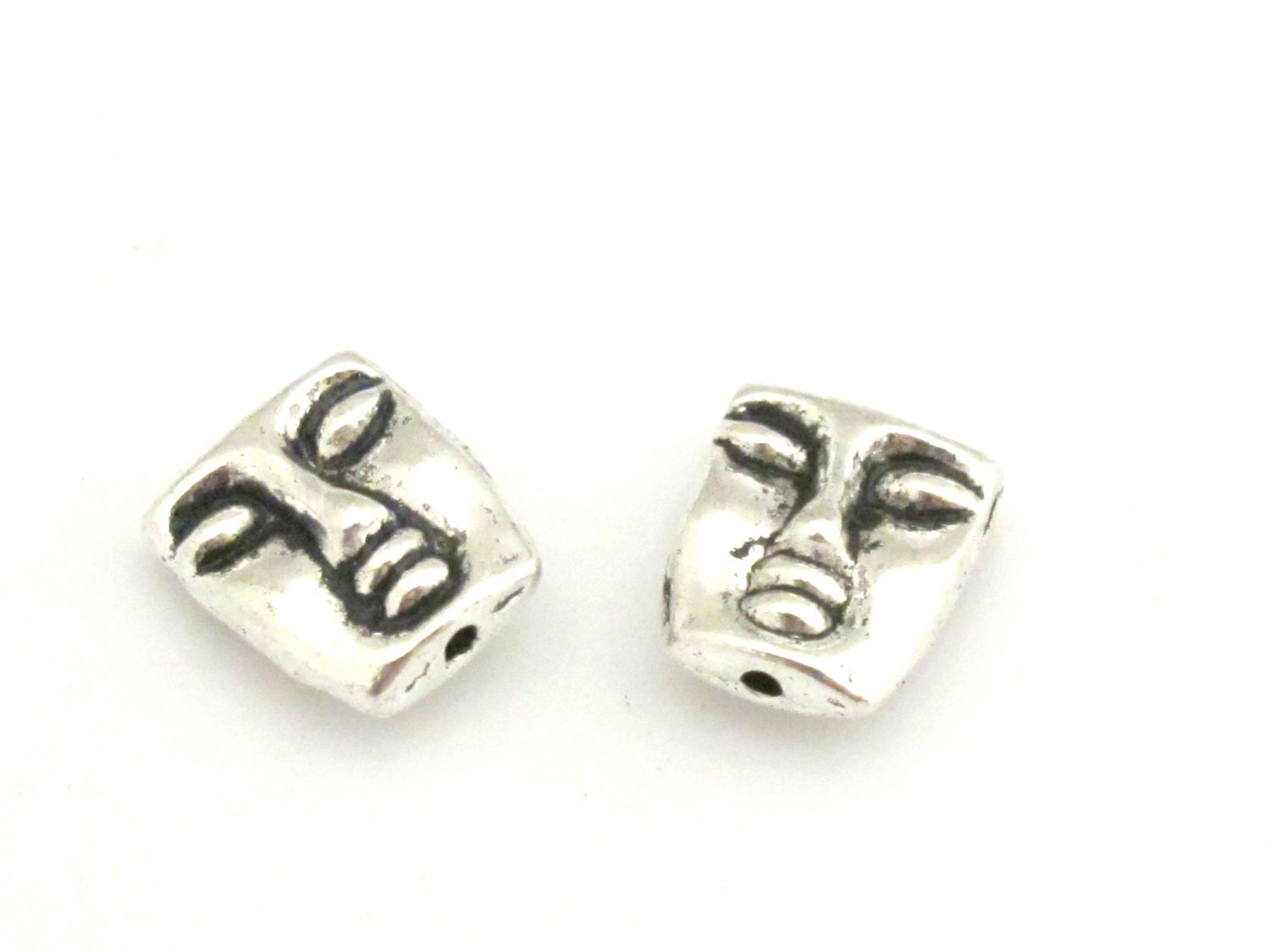 Tribal design metal beads dual sided - 4 bead set - 12 mm - BD667