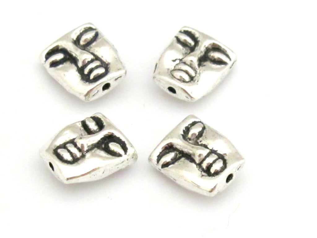 Tribal design metal beads dual sided - 4 bead set - 12 mm - BD667