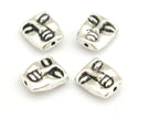 Tribal design metal beads dual sided - 4 bead set - 12 mm - BD667