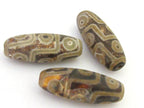 1 Bead - Long Tibetan etched agate dzi design 9 eye bead - 1 bead - GM175A