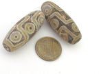 1 Bead - Long Tibetan etched agate dzi design 9 eye bead - 1 bead - GM175A