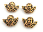 4 BEADS - Rustic copper tone angel cherub metal beads - Bd670