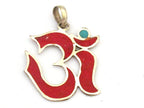 Sanskrit Om pendant with and turquoise inlay - PM287C