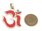 Sanskrit Om pendant with and turquoise inlay - PM287C