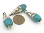 1 Pendant - Tibetan turquoise drop pendant 33 - 34 mm long - 1 pendant - PM288