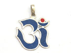 Sanskrit Om pendant with lapis and coral inlay - PM287A