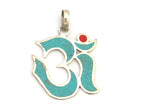 Sanskrit Om pendant with turquoise and inlay - PM287B