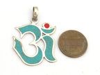 Sanskrit Om pendant with turquoise and inlay - PM287B