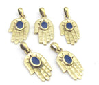 1 Pendant - Small size Tibetan Buddha hand pendant with lapis inlay - PM296B