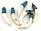 1 Pendant - Tibetan Naga Conch shell pendant with turquoise lapis inlay - PM305