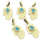 1 Pendant - Small size Tibetan Buddha hand pendant with turquoise inlay - PM295
