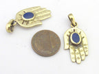 1 Pendant - Small size Tibetan Buddha hand pendant with lapis inlay - PM296B