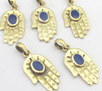 1 Pendant - Small size Tibetan Buddha hand pendant with lapis inlay - PM296B