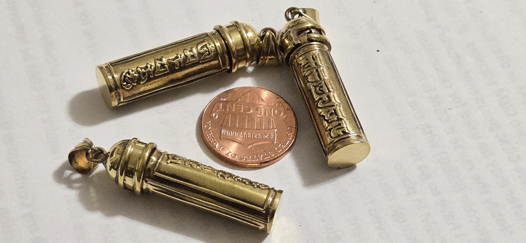 1 Pendant - Tibetan om mantra brass finish small size ghau bottle amulet prayer box pendant from Nepal - PM402A