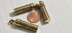 1 Pendant - Tibetan om mantra brass finish small size ghau bottle amulet prayer box pendant from Nepal - PM402A