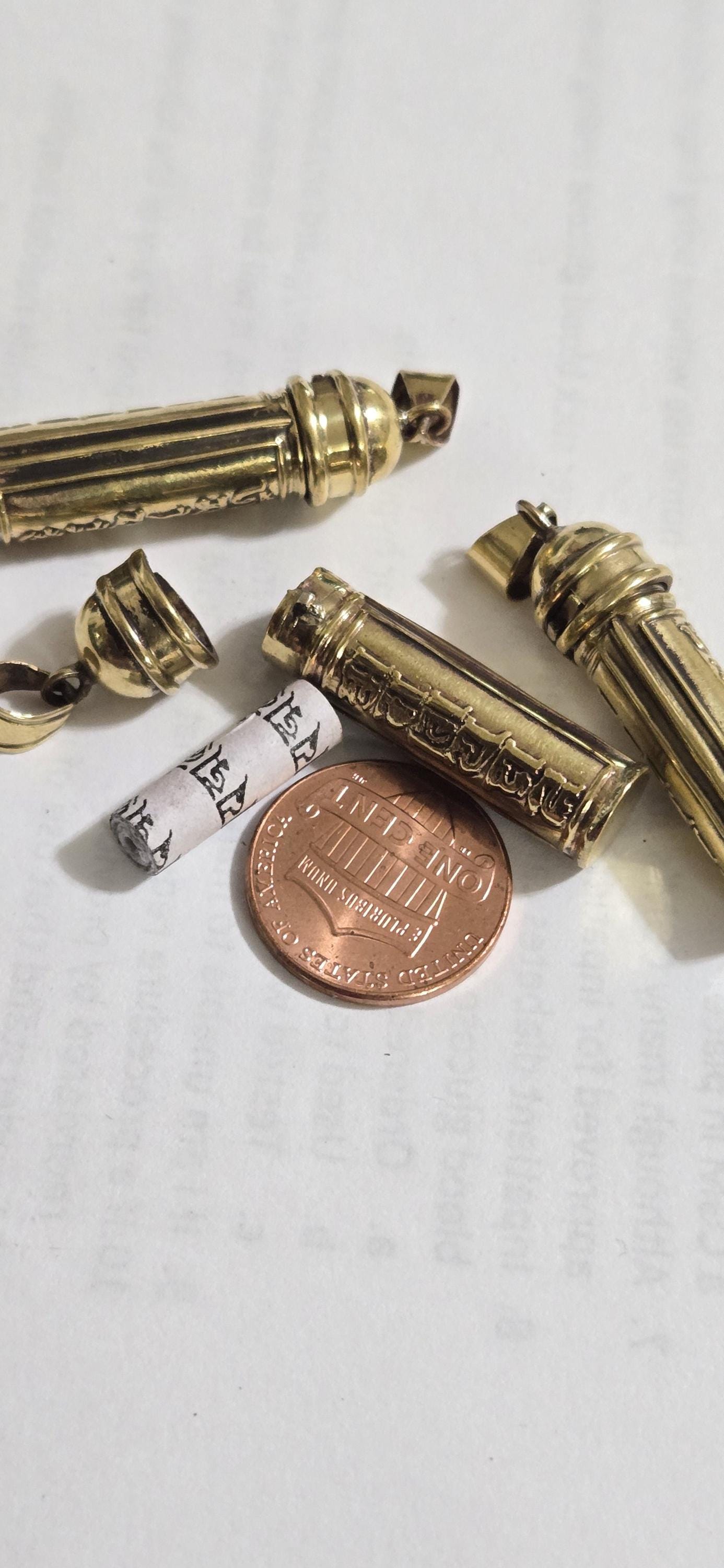 1 Pendant - Tibetan om mantra brass finish small size ghau bottle amulet prayer box pendant from Nepal - PM402A