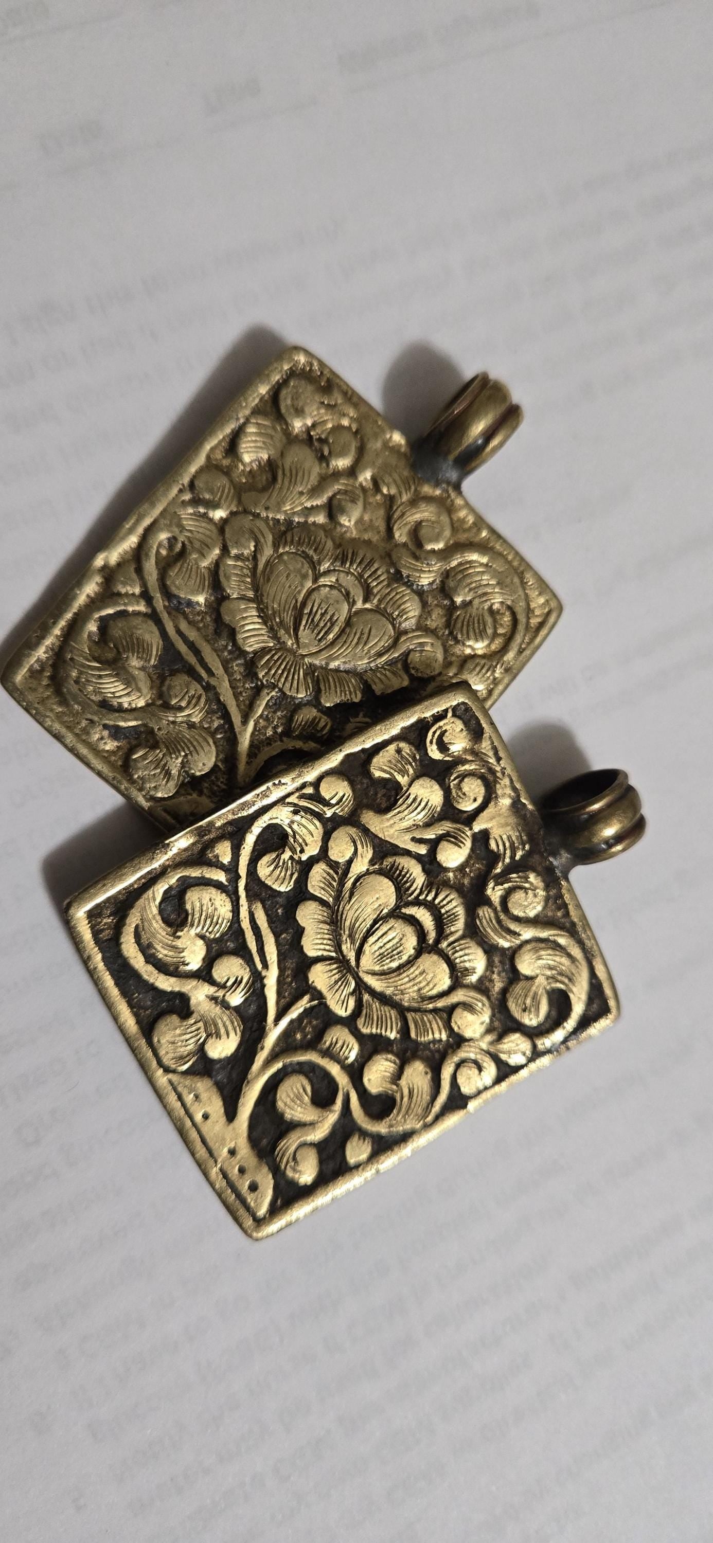 1 Pendant - Beautiful Reversible Tibetan solid Brass Mermaid pendant with reverse Lotus flower motif unique mermaid jewelry - CP073