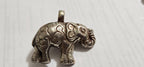 Tibetan Elephant Pendant with lapis gemstone inlay | Repousse Jewelry from Nepal | Bold Animal pendant PM438J1