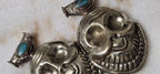 1 Large Tibetan Laughing Skull Pendant with Turquoise Inlay – Nepal Buddhist Amulet, Ethnic Tribal Jewelry Supply PM347B