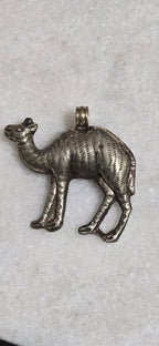 1 Pendant - Large Tibetan silver repousse carving Camel pendant from Nepal - PM346J