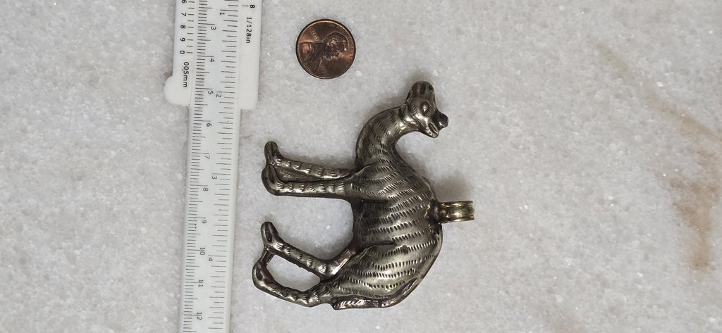 1 Pendant - Large Tibetan silver repousse carving Camel pendant from Nepal - PM346J