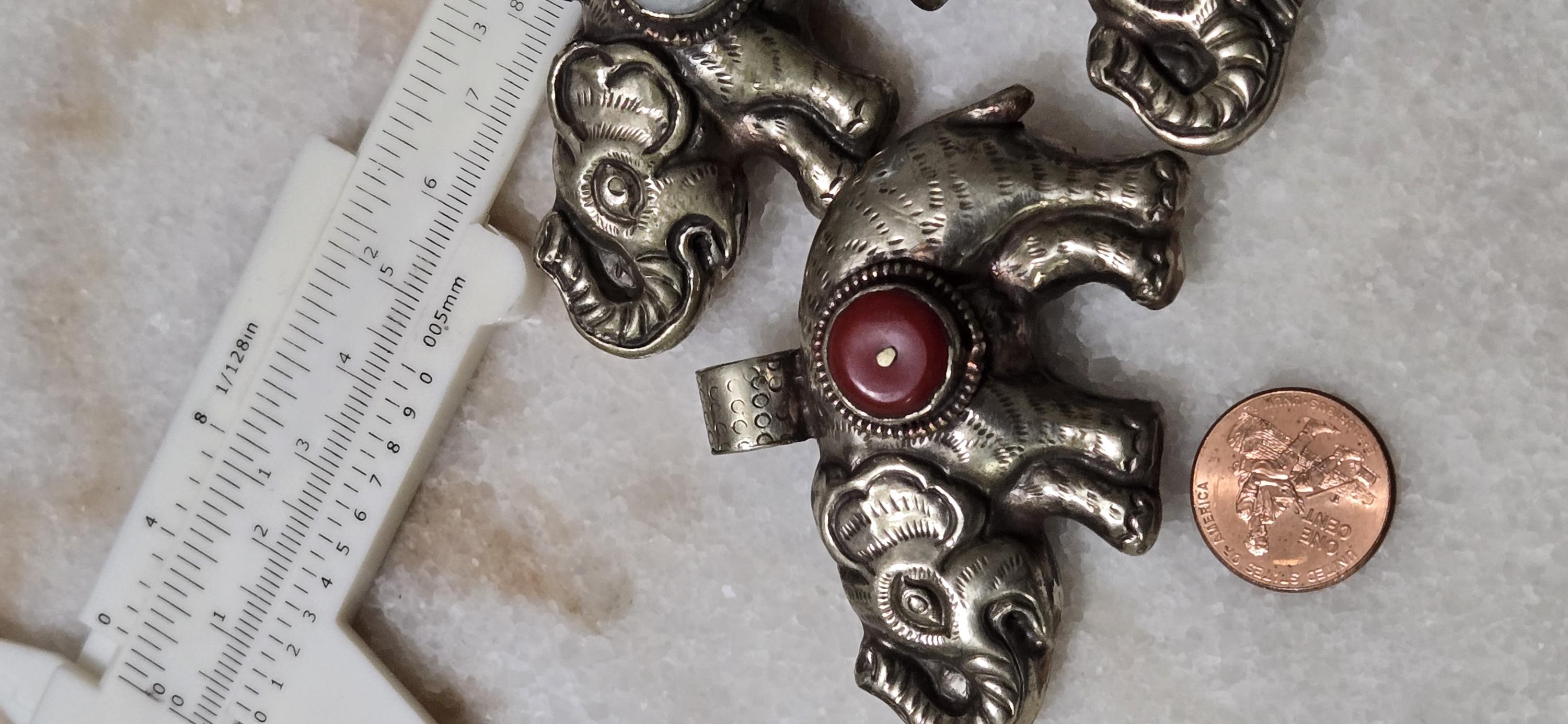 Set of 3 Elephant Pendants – Lapis, Pearl & Resin Inlay | Tibetan Repousse Design | Elephant Lovers Charm Pendants – PM346M