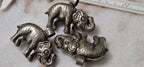 Set of 3 Elephant Pendants – Lapis, Pearl & Resin Inlay | Tibetan Repousse Design | Elephant Lovers Charm Pendants – PM346M