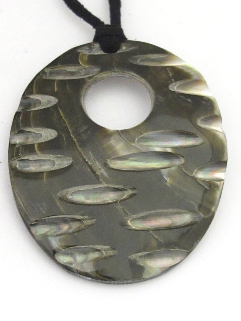 Large oval donut shape Abalone shell pendant - PM307B