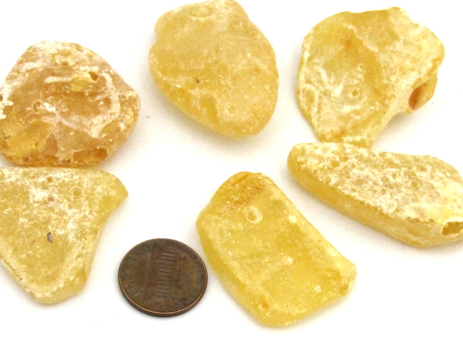 2 BEADS - Large Raw natural rough columbian copal amber beads - GM335