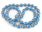 4 BEADS - Tibetan silver capped Blue crackle resin beads - BD682