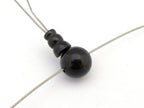3 Guru Bead sets - 3 hole black agate gemstone Guru column Bead set 10 mm size - GB013