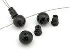 3 Guru Bead sets - 3 hole black agate gemstone Guru column Bead set 10 mm size - GB013