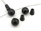 3 Guru Bead sets - 3 hole black agate gemstone Guru column Bead set 10 mm size - GB013