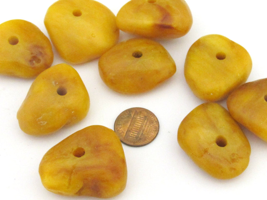 2 BEADS - Medium large size Tibetan copal resin bead -varying shapes -BD679D