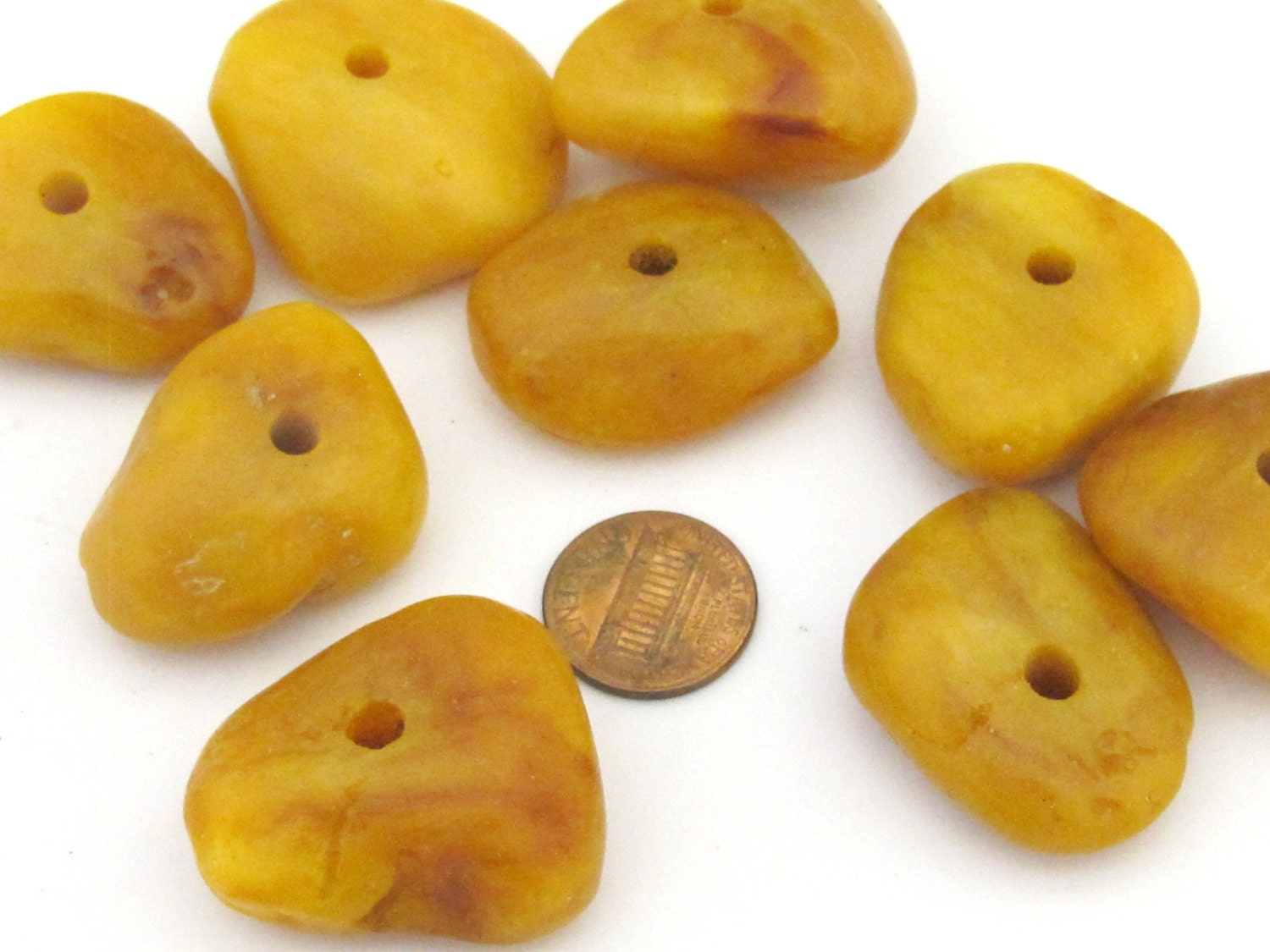 2 BEADS - Medium large size Tibetan copal resin bead -varying shapes -BD679D