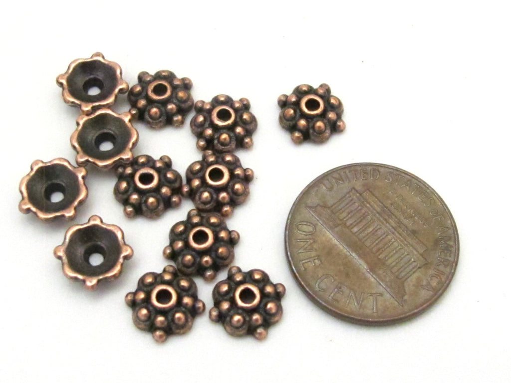 10 pieces Bead caps - Tibetan floral design copper plated bead caps 8 mm size - BD686