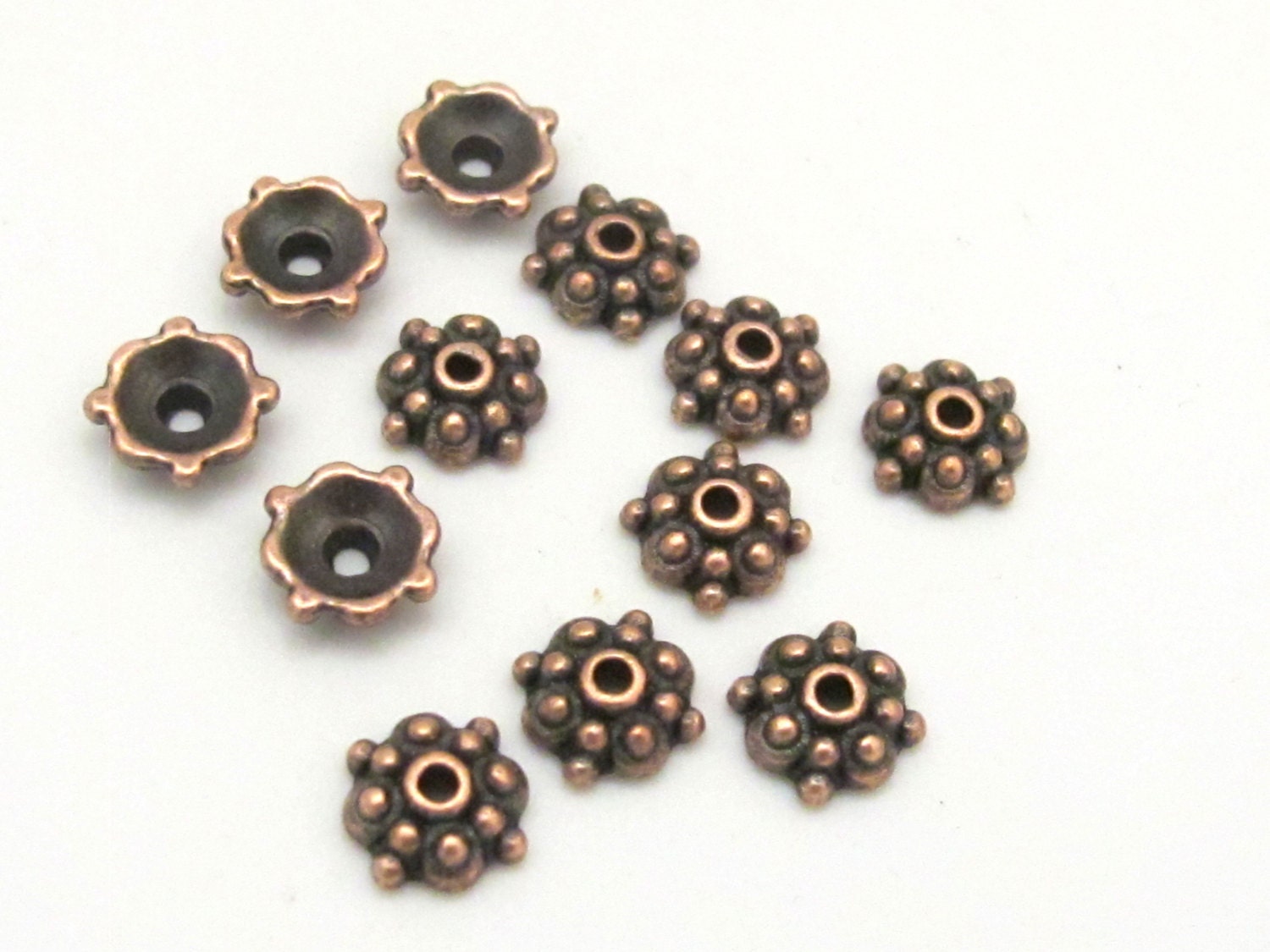 10 pieces Bead caps - Tibetan floral design copper plated bead caps 8 mm size - BD686