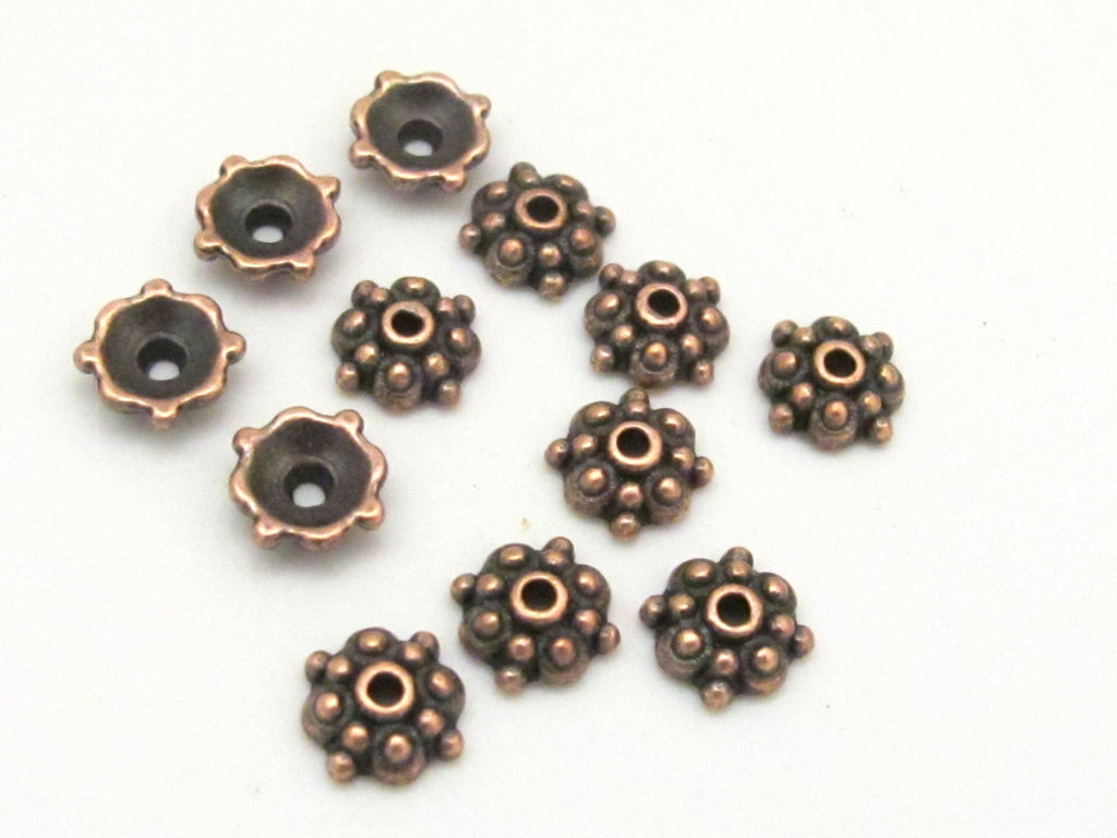 10 pieces Bead caps - Tibetan floral design copper plated bead caps 8 mm size - BD686