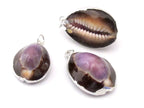 1 Pendant - Exotic Silver plated purple top cowrie shell pendant - SP036