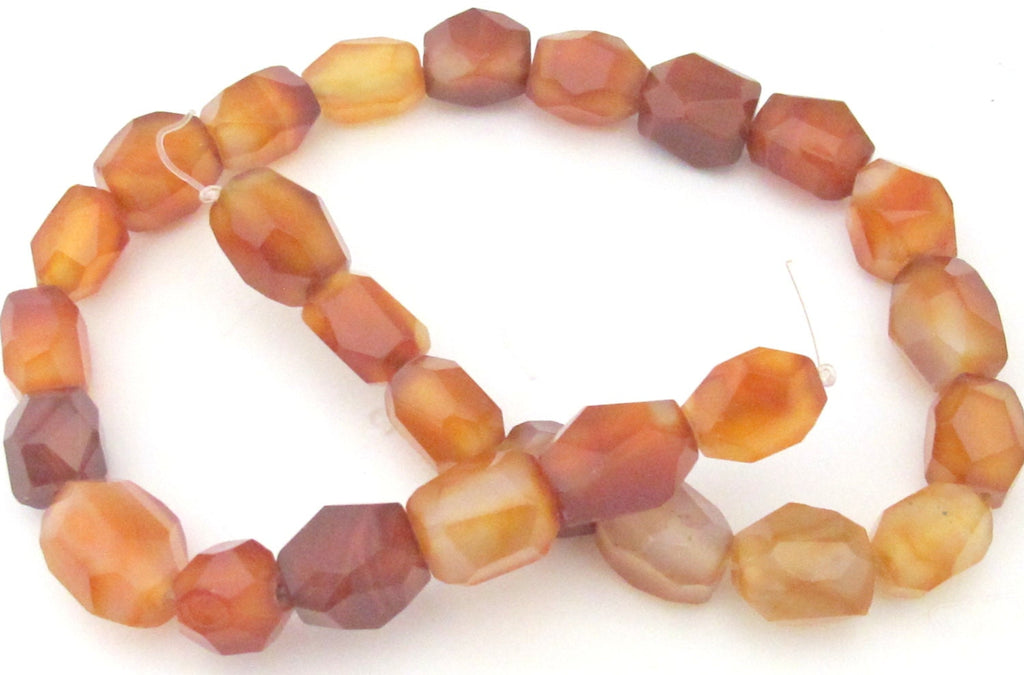 1 Full Strand 16 inches - Faceted thick Carnelian Agate gemstone nugget beads - GM344
