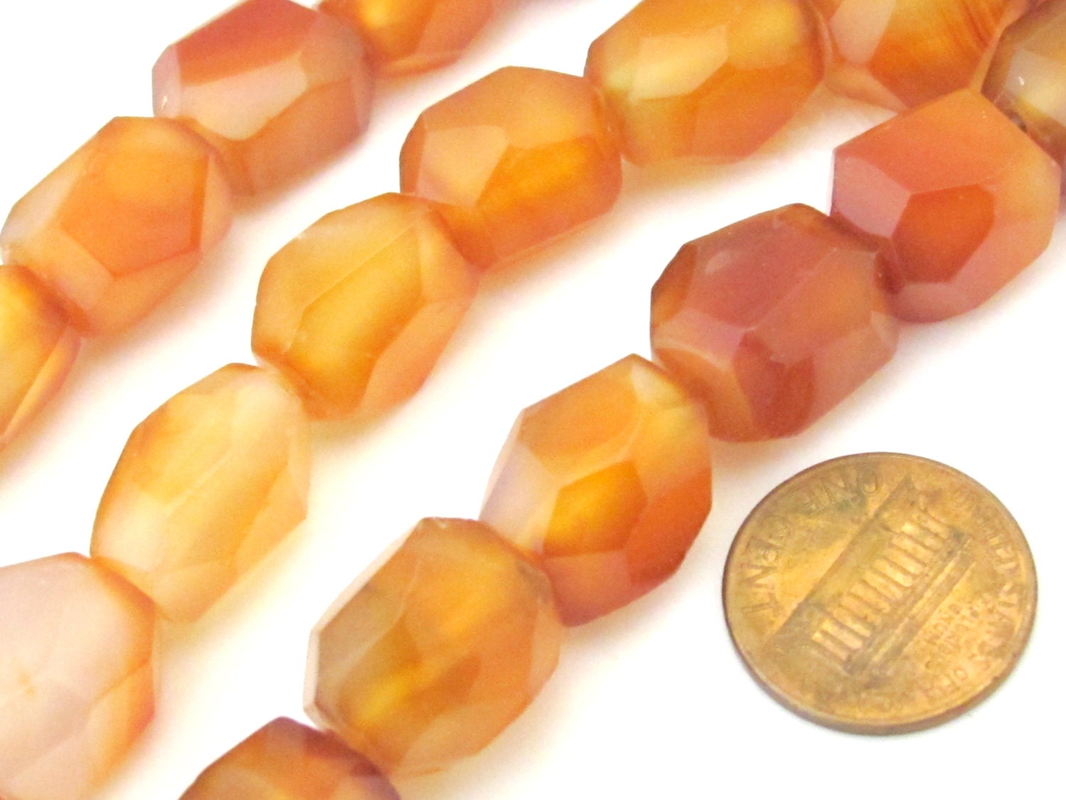 1 Full Strand 16 inches - Faceted thick Carnelian Agate gemstone nugget beads - GM344