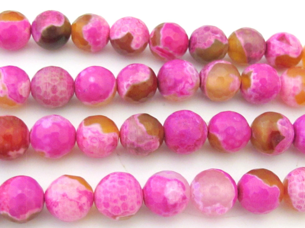 10 BEADS - Beautiful pink dragon veins faceted Agate gemstone beads- GM347