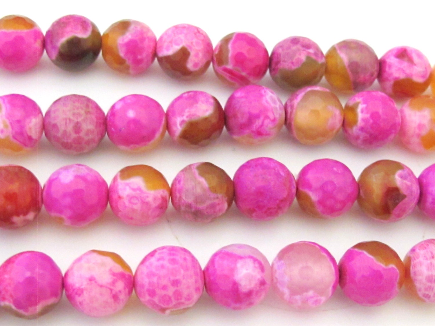 10 BEADS - Beautiful pink dragon veins faceted Agate gemstone beads- GM347
