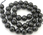 1 Full strand - Faceted black onyx 10 mm size round beads - GM341