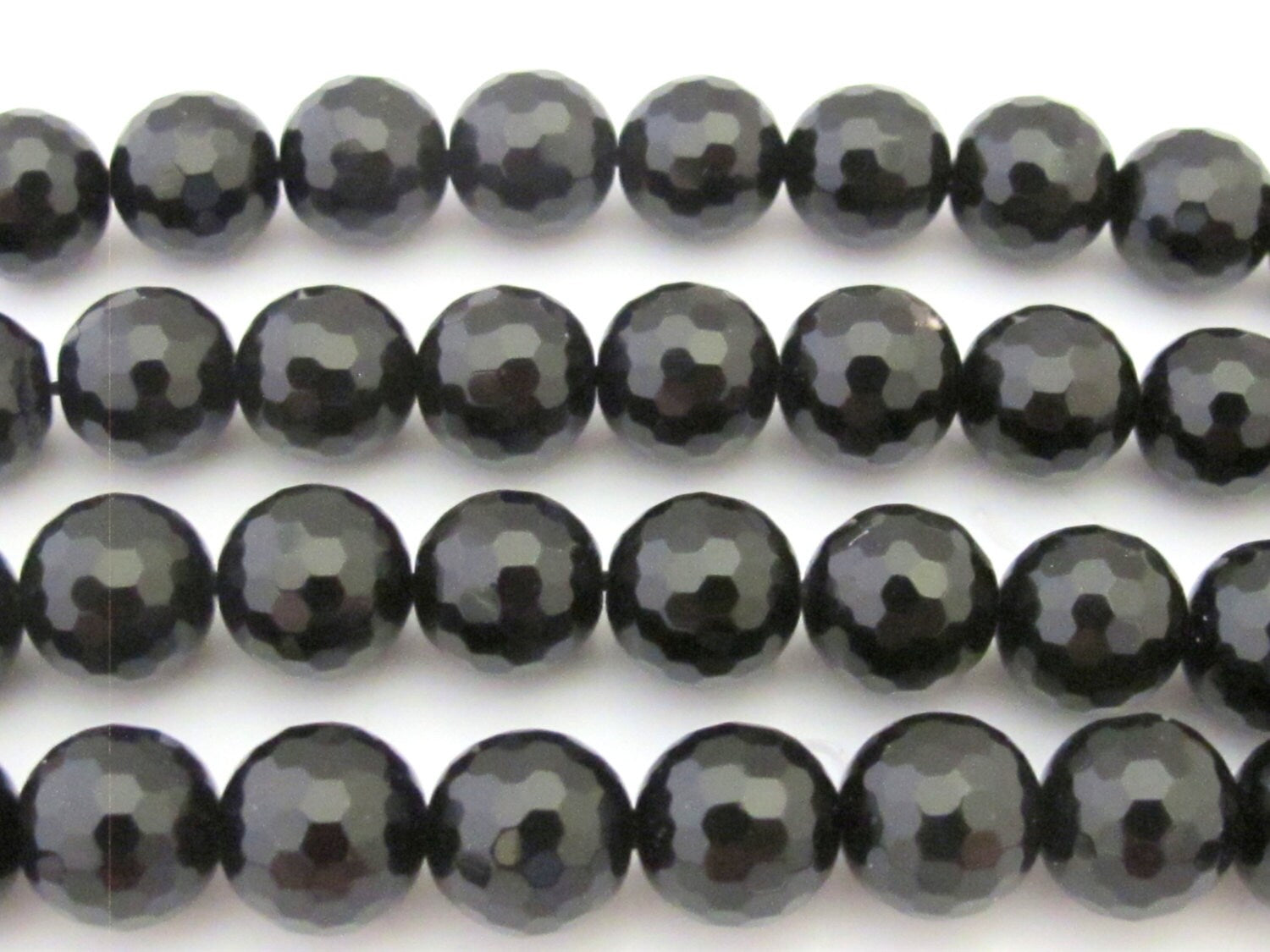 10 Beads - Faceted black onyx 10 mm size round beads - GM341
