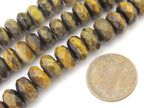 10 Beads - Rondelle abacus faceted Tigers eye gemstone beads 9-10 mm - GM346